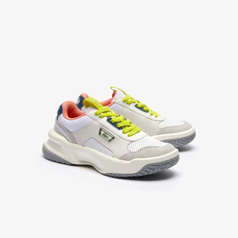 Lacoste Ace Lift Couro and Camurça Sneakers Branco Luz Cinzentas | JCLztoEX