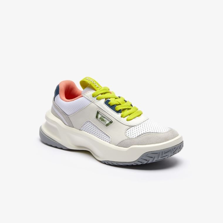 Lacoste Ace Lift Couro and Camurça Sneakers Branco Luz Cinzentas | JCLztoEX