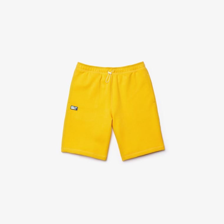 Lacoste Algodão Blend Badge Bermuda Shorts Amarelas | 8qTLSrpp