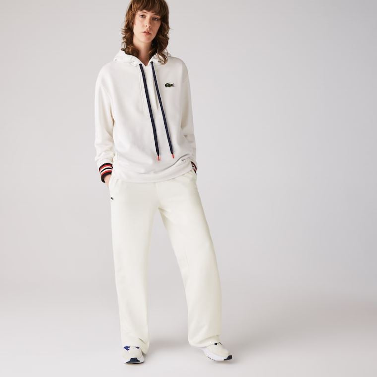 Lacoste Algodão Fleece Calças De Trilha Branco | FTNdCywh