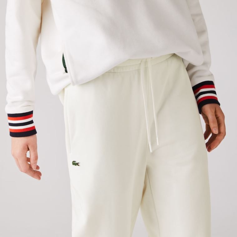 Lacoste Algodão Fleece Calças De Trilha Branco | FTNdCywh