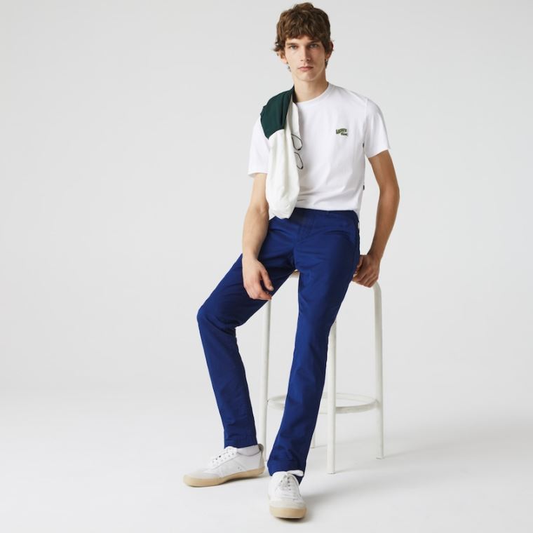 Lacoste Algodão-Linen Calça Chino Azul Marinho Azuis | Ztfwnd0K