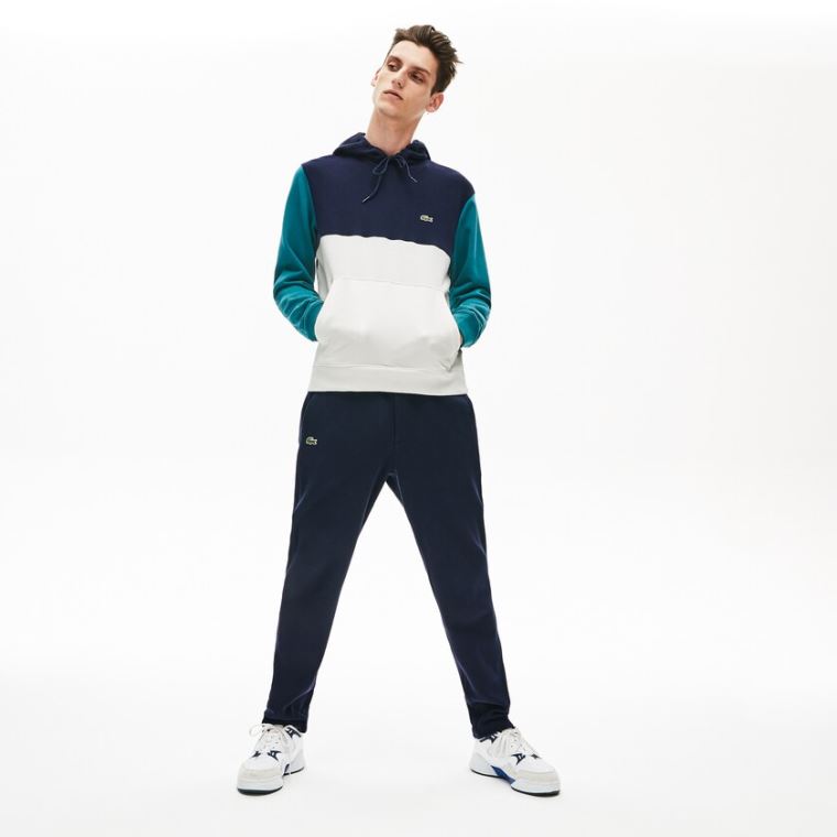 Lacoste Algodão-Piqué and French Terry Colorblock Sweatshirt Branco Azul Marinho Azuis Verdes | 9gkTA0QD