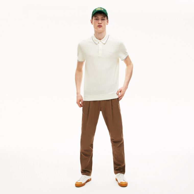 Lacoste Algodão-Silk Piqué Polo Shirt Branco Pretas | 8t5JzllE