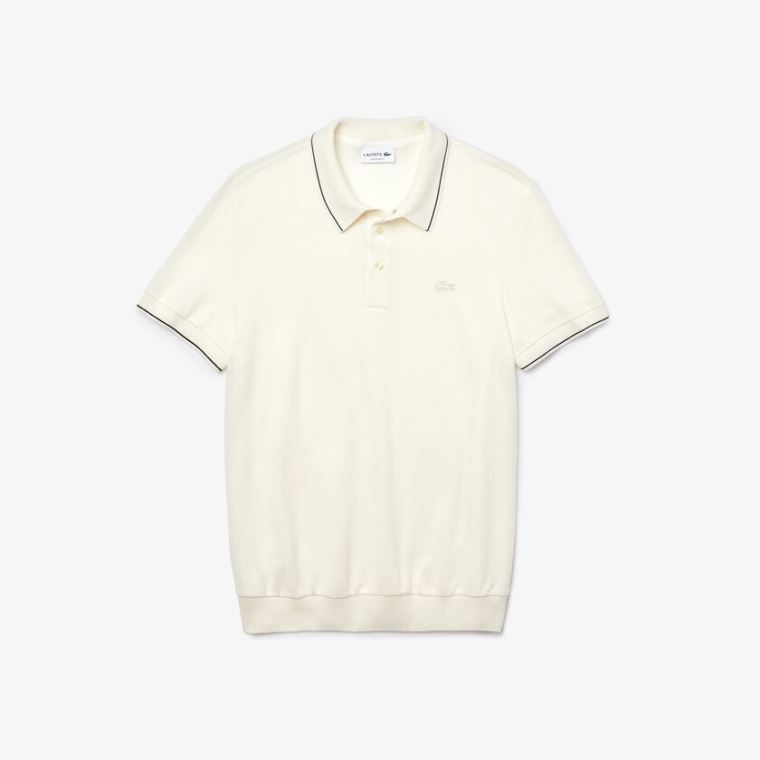 Lacoste Algodão-Silk Piqué Polo Shirt Branco Pretas | 8t5JzllE