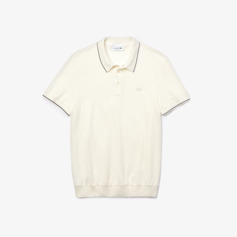 Lacoste Algodão-Silk Piqué Polo Shirt Branco Pretas | AQml1QNW