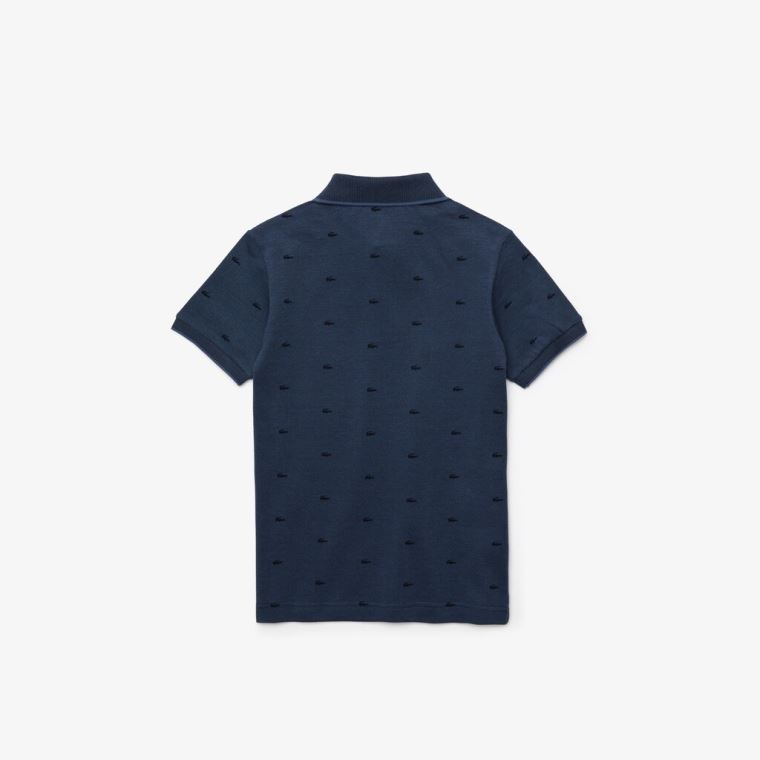 Lacoste Allover Croc-Print Polo Azuis Azul Marinho Azuis | nuUmAxQ9