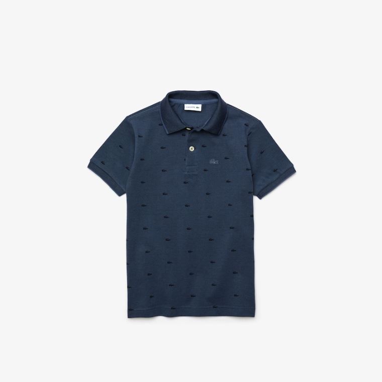 Lacoste Allover Croc-Print Polo Azuis Azul Marinho Azuis | nuUmAxQ9