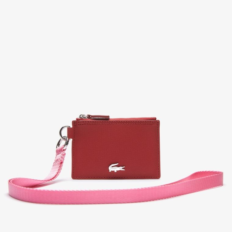 Lacoste Anna Coated Lona Zip Badge Holder Rosa | qnRA9oYZ