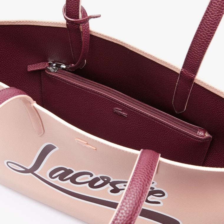 Lacoste Anna Removable Pouch Signature Reversible Tote Bordeaux | Z10pVYMo