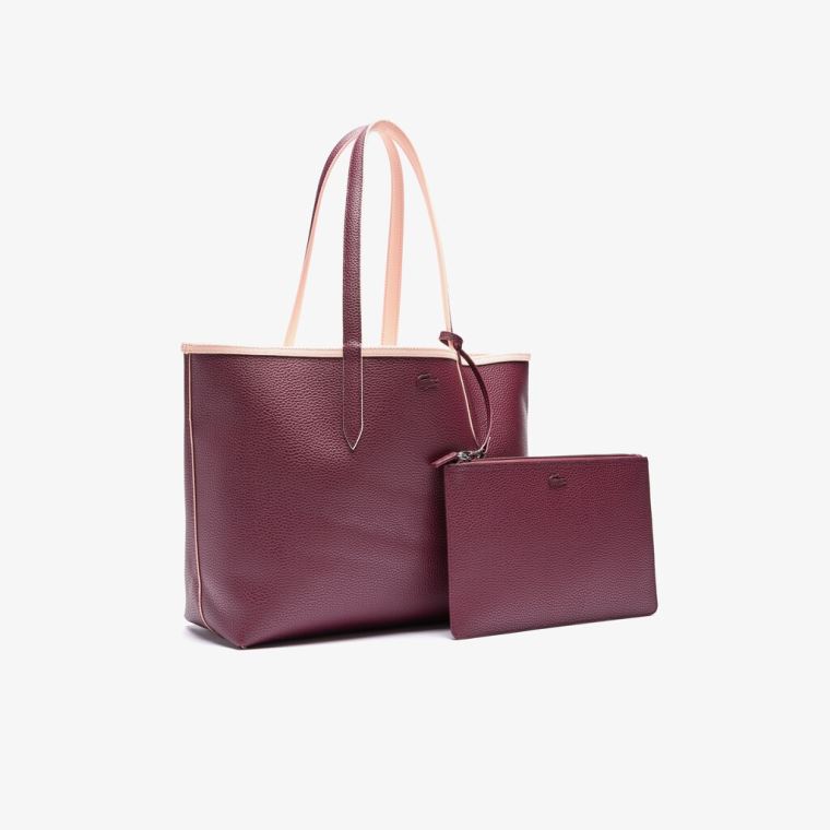 Lacoste Anna Removable Pouch Signature Reversible Tote Bordeaux | Z10pVYMo