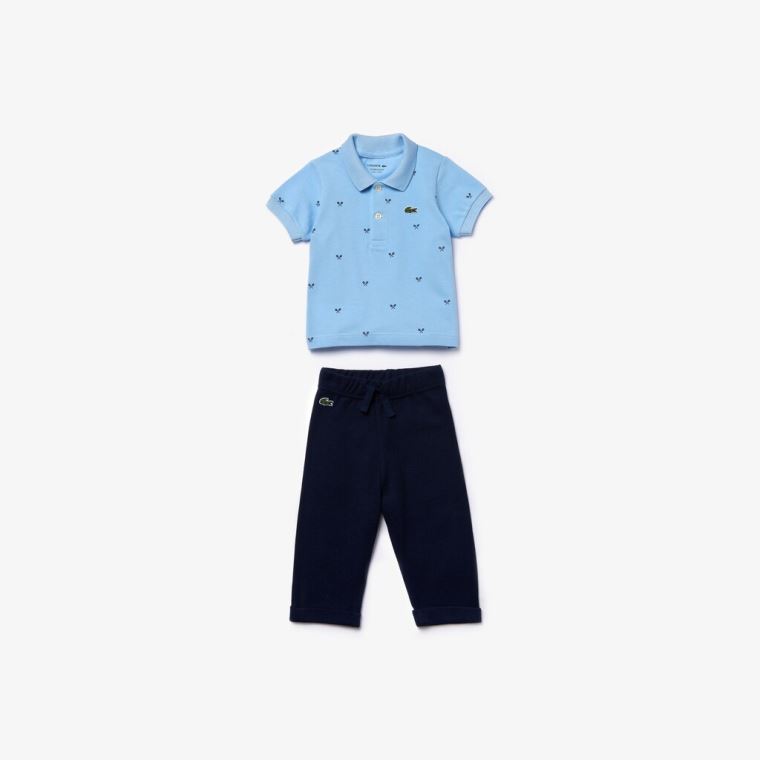 Lacoste Baby Rattle And Algodão Piqué Pajama Box Set Luz Azuis Azul Marinho Azuis | QWcikoET