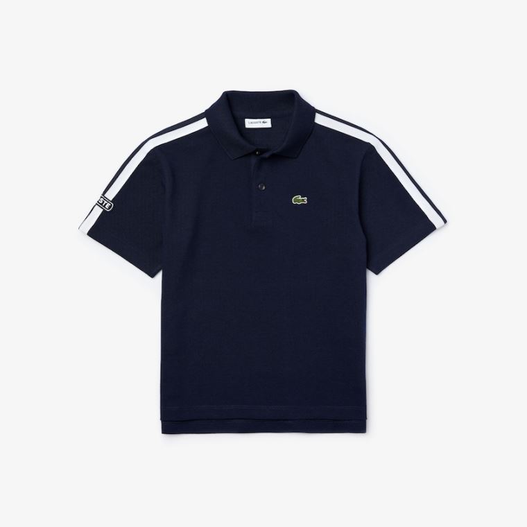 Lacoste Badge Algodão Piqué Polo Shirt Azul Marinho Azuis Branco | AfhfezsV