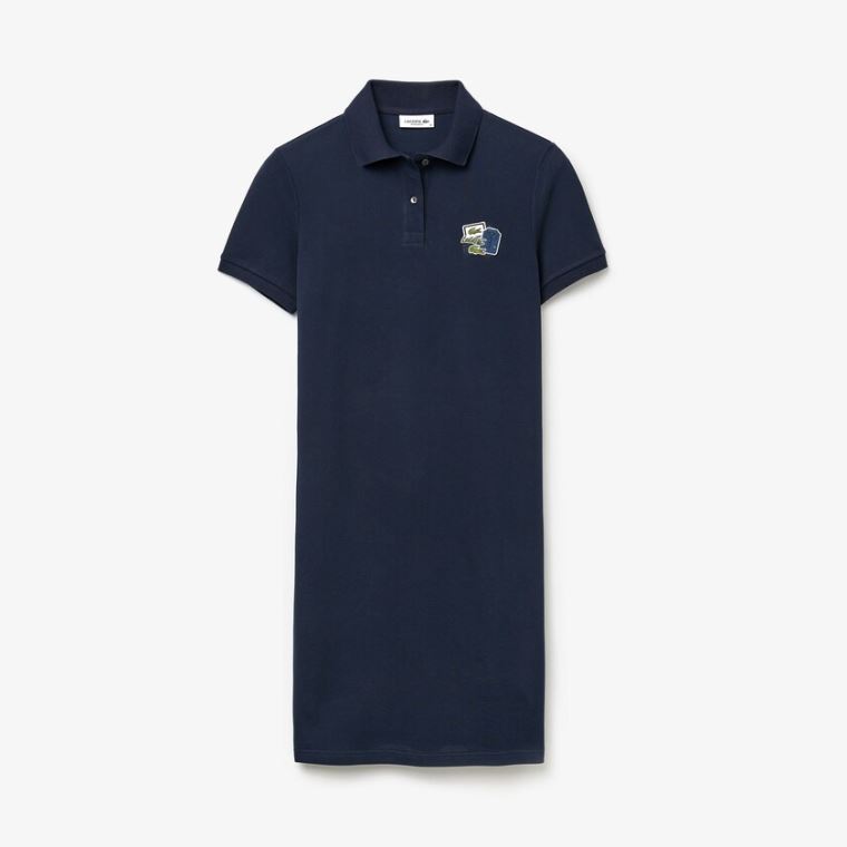 Lacoste Badge Polo Vestidos Azul Marinho Azuis | DjCxMd68