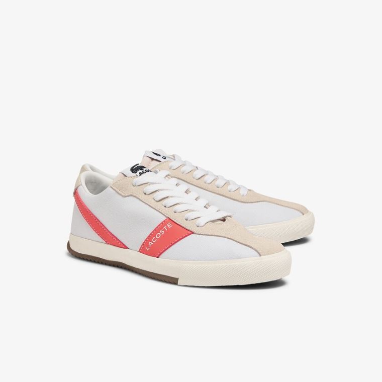 Lacoste Ball Net Lona and Camurça Sneakers Branco Bege | 1eKMuzvS