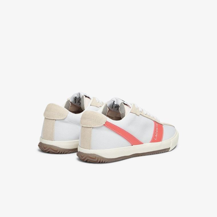 Lacoste Ball Net Lona and Camurça Sneakers Branco Bege | 1eKMuzvS