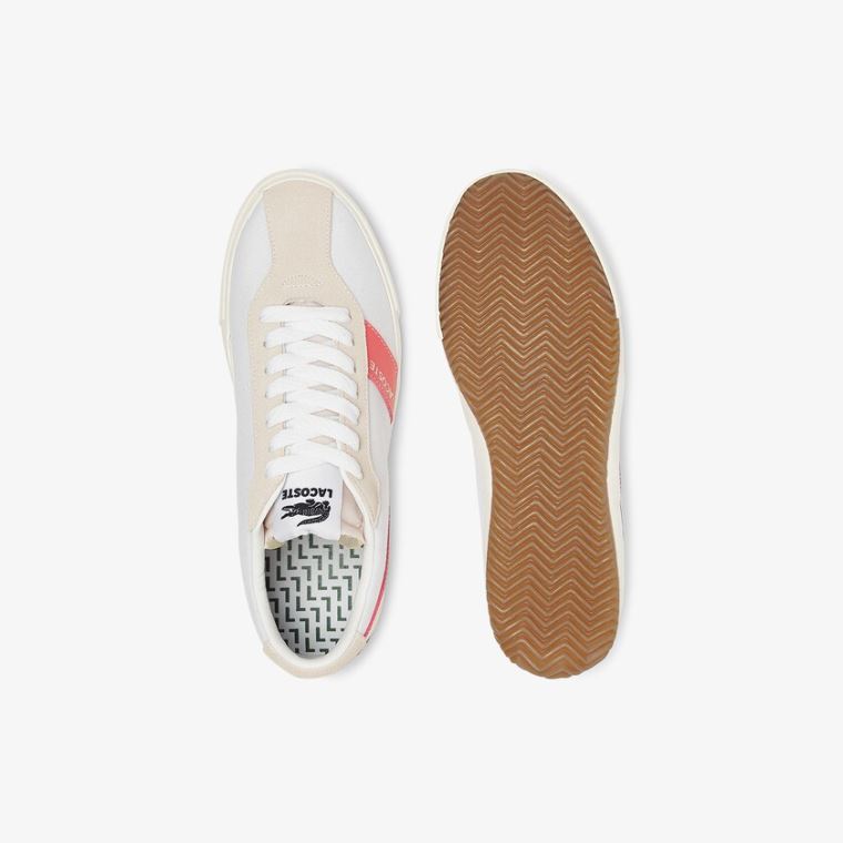 Lacoste Ball Net Lona and Camurça Sneakers Branco Bege | 1eKMuzvS