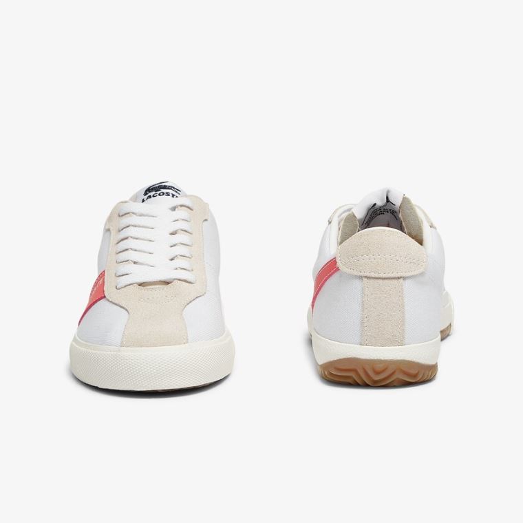 Lacoste Ball Net Lona and Camurça Sneakers Branco Bege | 1eKMuzvS