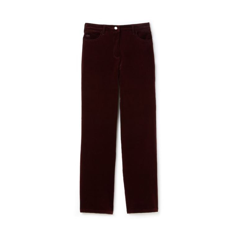 Lacoste Boxy Fit Striped Algodão Velour Pants Marrom | Hdcy9FG1