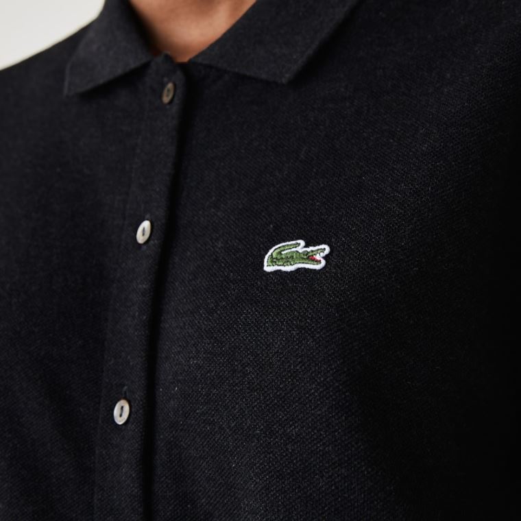 Lacoste Buttoned Belted Algodão Piqué Polo Vestidos Cinzentas | 5vHkgAUC