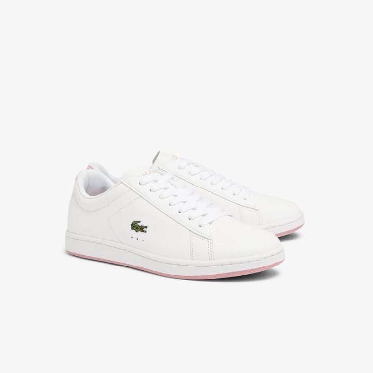 Lacoste Carnaby Evo Couro Sneakers Branco Rosa | nKg62Vfj