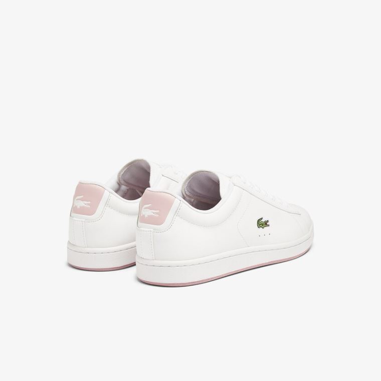 Lacoste Carnaby Evo Couro Sneakers Branco Rosa | nKg62Vfj