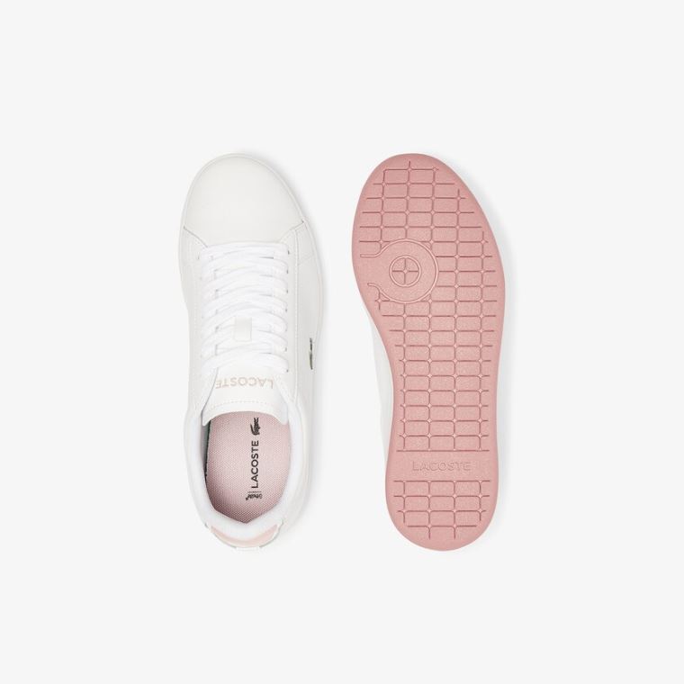 Lacoste Carnaby Evo Couro Sneakers Branco Rosa | nKg62Vfj