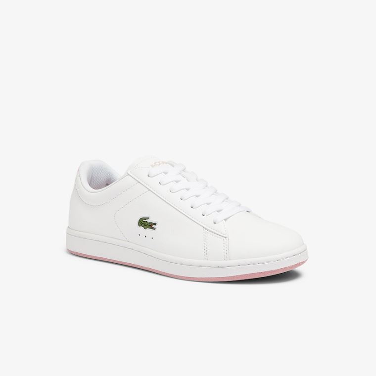 Lacoste Carnaby Evo Couro Sneakers Branco Rosa | nKg62Vfj