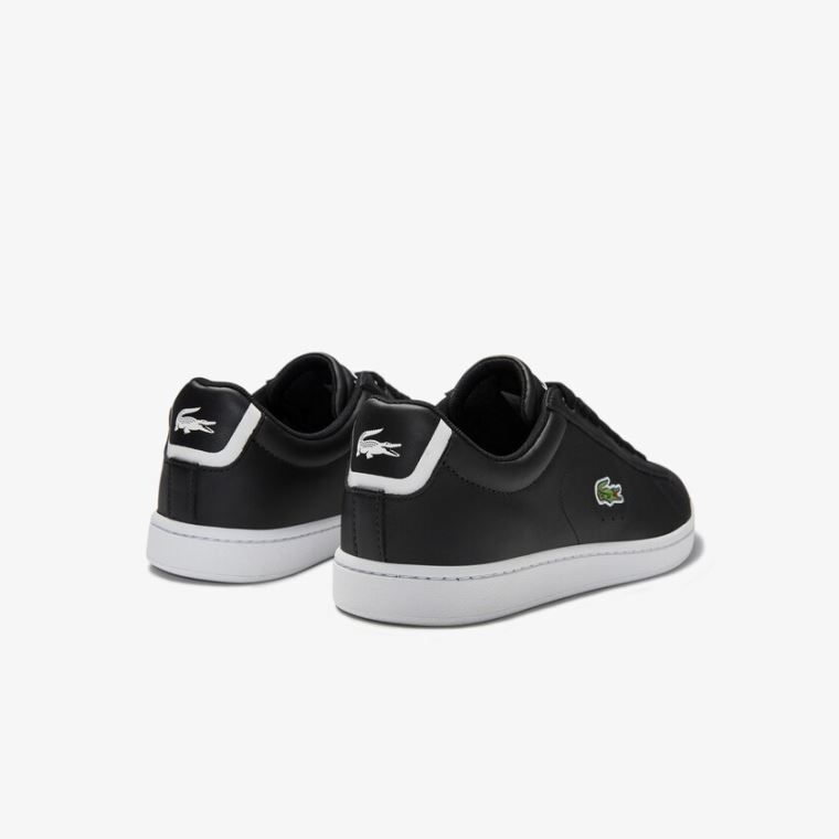 Lacoste Carnaby Evo Mesh-lined Couro Sneakers Pretas | VFxcgFIh