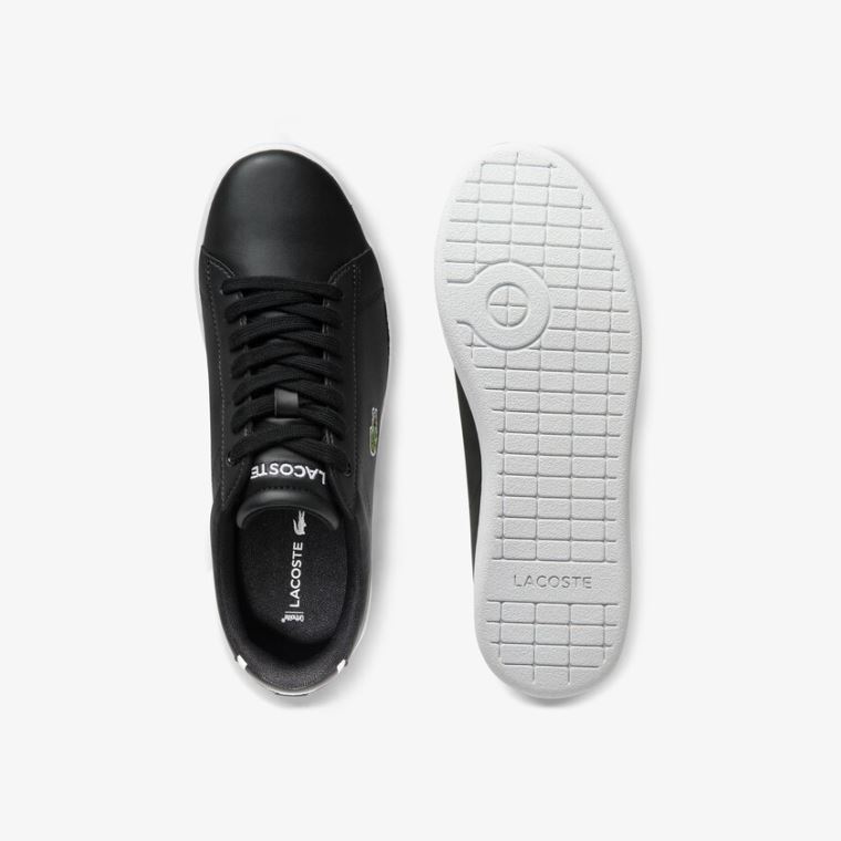 Lacoste Carnaby Evo Mesh-lined Couro Sneakers Pretas | VFxcgFIh