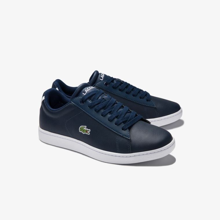 Lacoste Carnaby Evo Mesh-lined Couro Sneakers Azul Marinho | sZYfVXLE