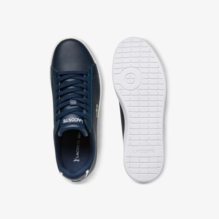 Lacoste Carnaby Evo Mesh-lined Couro Sneakers Azul Marinho | sZYfVXLE