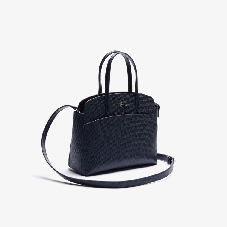 Lacoste Chantaco Piqué Couro Handbag Azul Marinho Azuis | JdCgtqJY