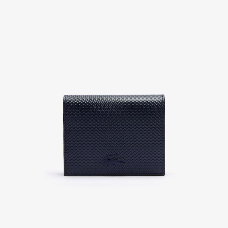 Lacoste Chantaco Small Piqué Couro Snap Wallet Azul Marinho Azuis | HeEVdXOr