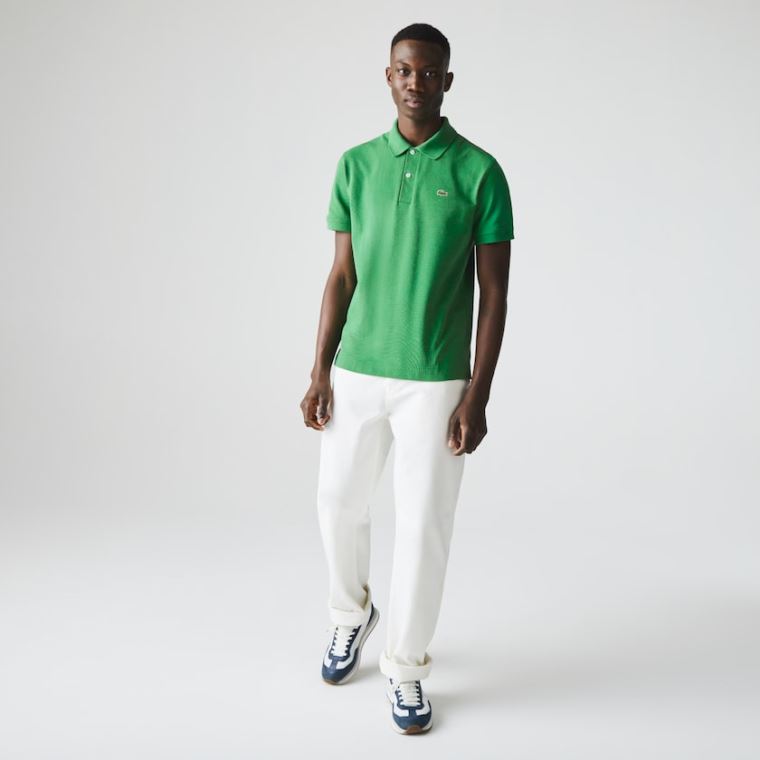 Lacoste Classicos Fit Organic Algodão Piqué Polo Verdes | 1LrzL9zs