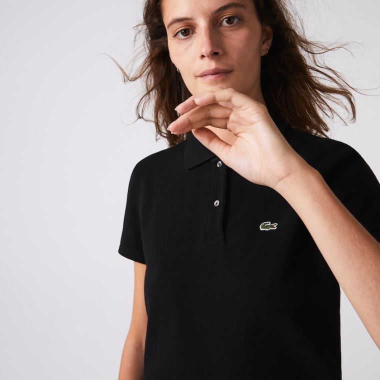 Lacoste Classicos Fit Soft Algodão Petit Piqué Polo Pretas | Gnxgbh9r