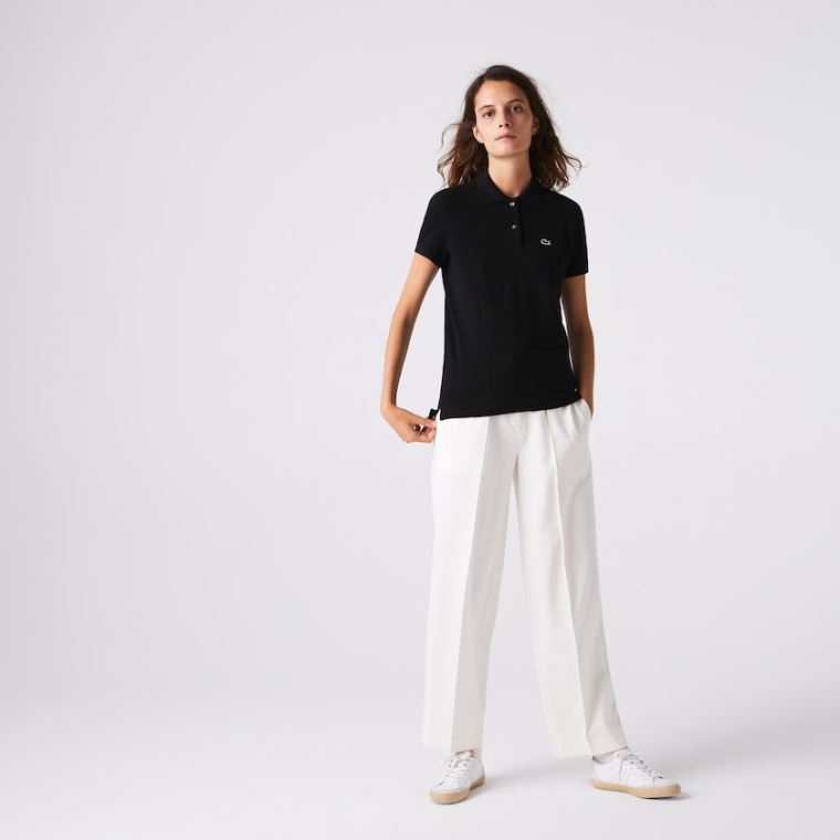 Lacoste Classicos Fit Soft Algodão Petit Piqué Polo Pretas | Gnxgbh9r