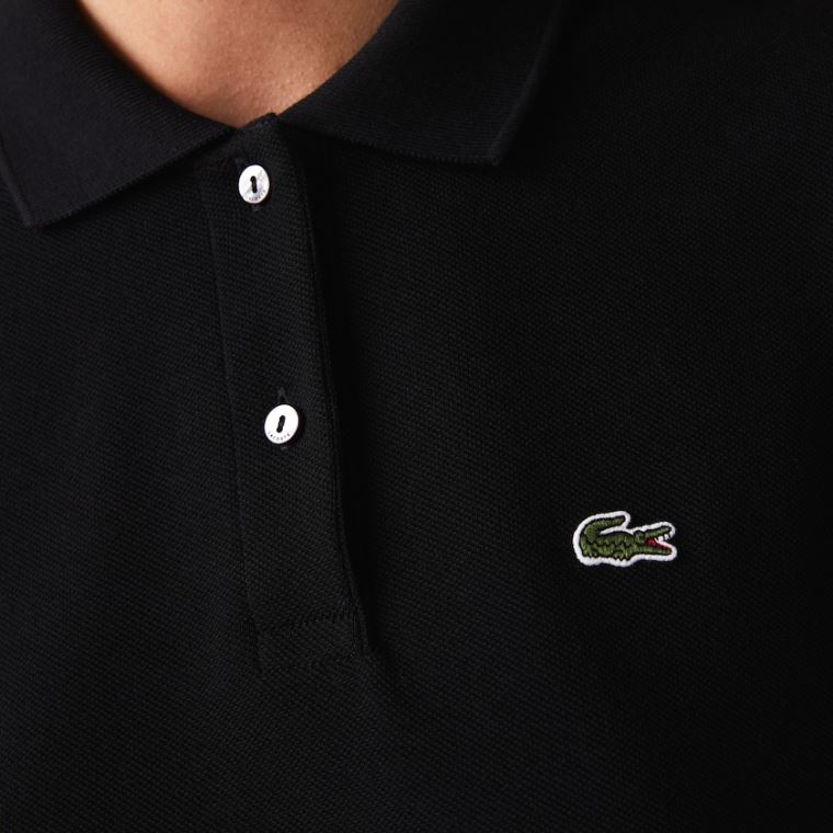 Lacoste Classicos Fit Soft Algodão Petit Piqué Polo Pretas | Gnxgbh9r