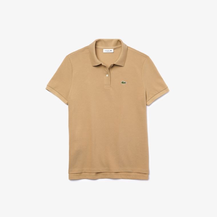 Lacoste Classicos Fit Soft Algodão Petit Piqué Polo Bege | UJzscU0W