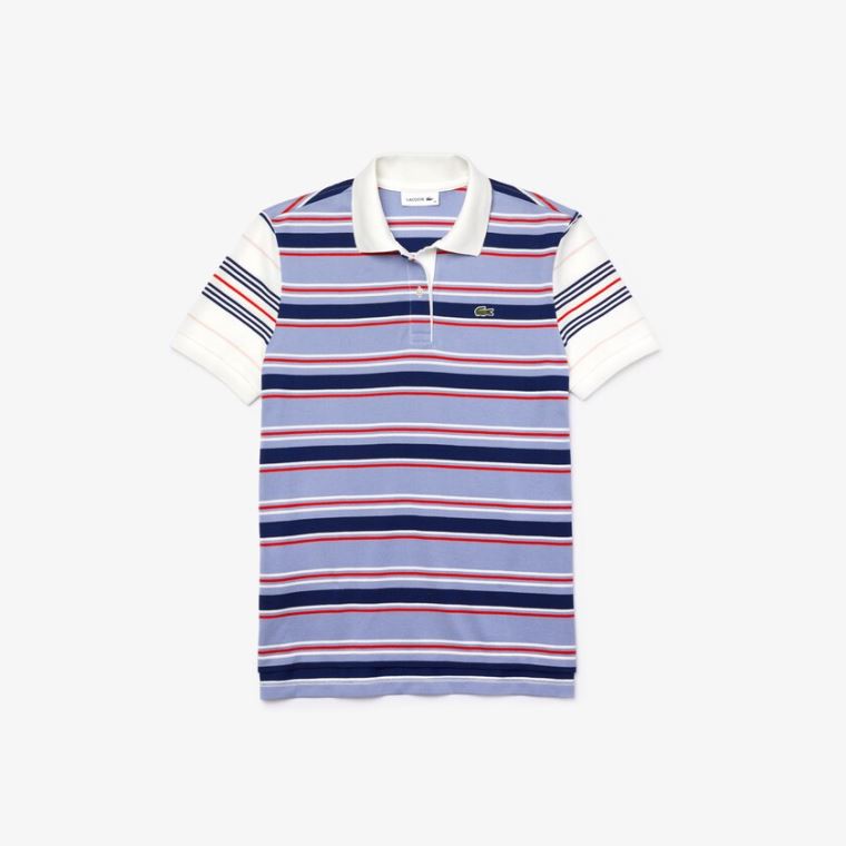 Lacoste Classicos Fit Striped Algodão Polo Shirt Roxo Azul Marinho Azuis Branco Vermelhas Luz Rosa | l6dLINGY