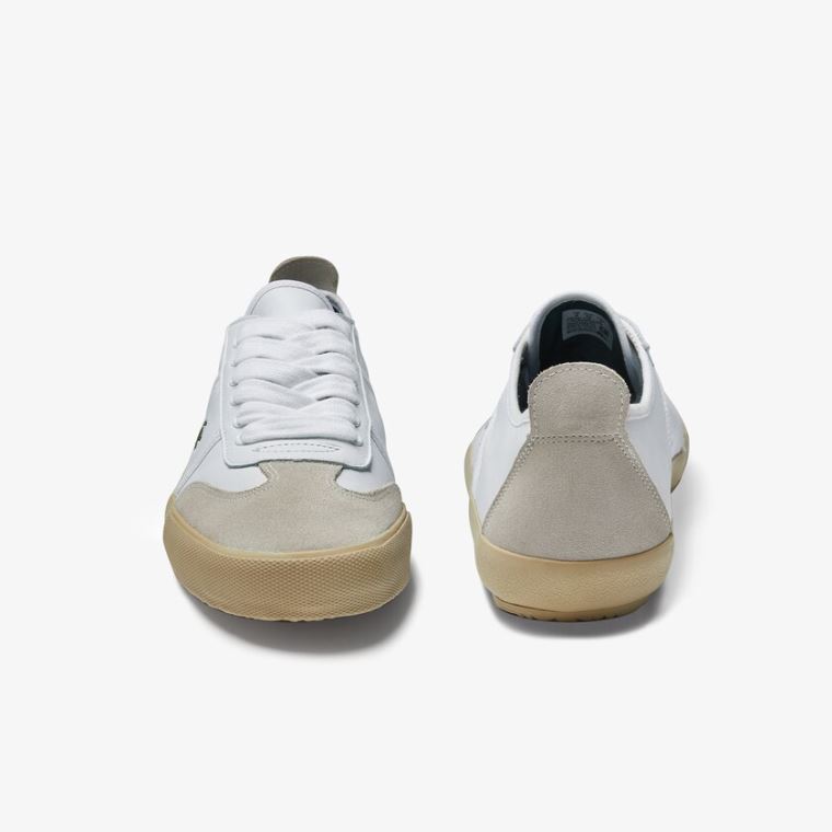 Lacoste Contest Couro and Camurça Sneakers Branco Branco | dO0uyhxb