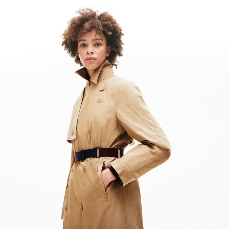 Lacoste Contrast Belt Trench Coat Bege | ySQsMsuM