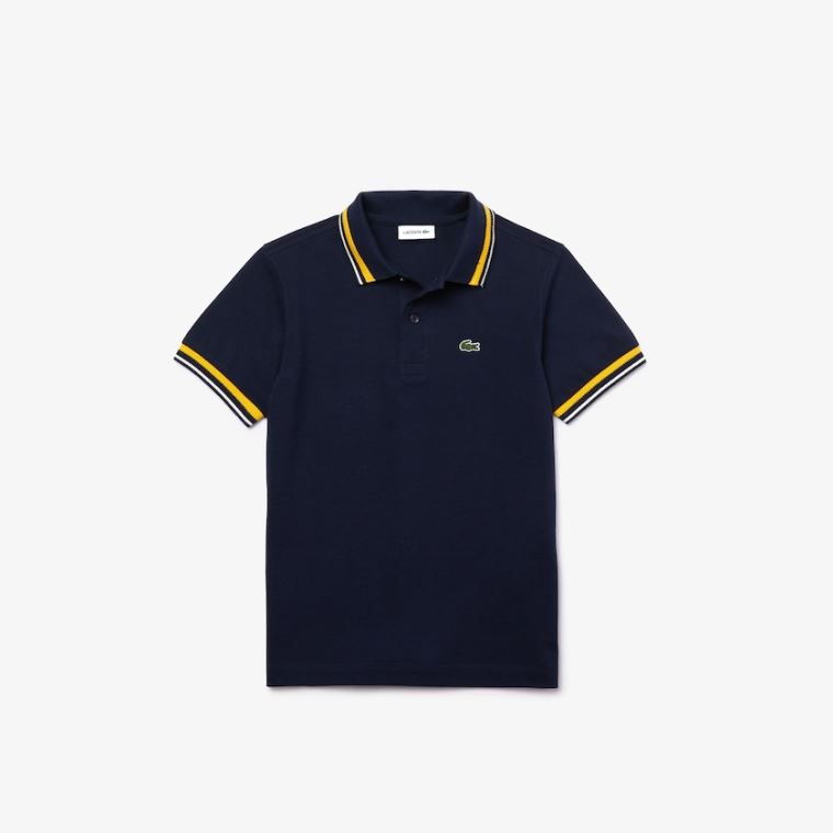 Lacoste Contrast Detail Algodão Piqué Polo Azul Marinho Azuis Branco | 9Nyp9XwN