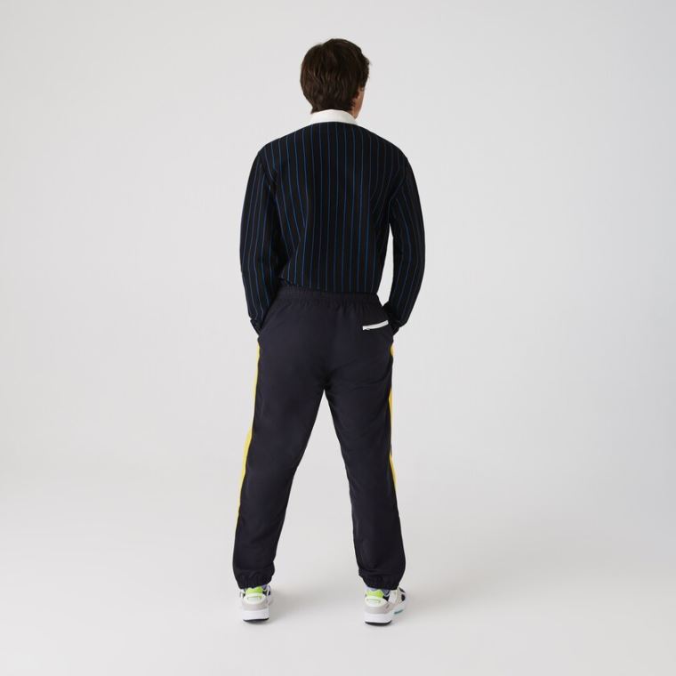 Lacoste Contrast Striped Agua-Repellant Tracksuit Pants Azul Marinho Azuis Amarelas Branco | dXsH8YYi