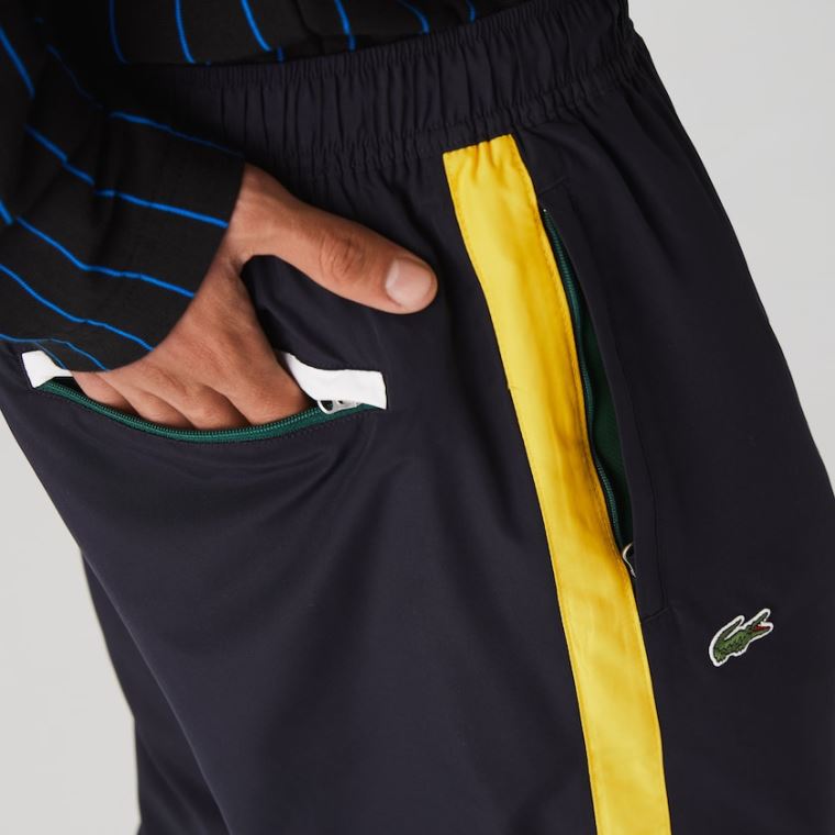 Lacoste Contrast Striped Agua-Repellant Tracksuit Pants Azul Marinho Azuis Amarelas Branco | dXsH8YYi