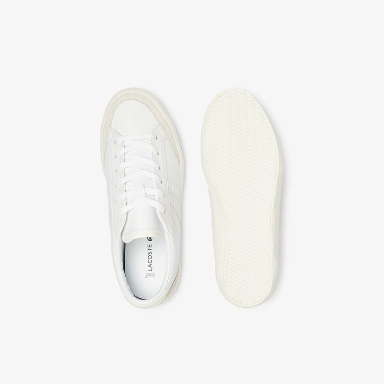 Lacoste Coupole Couro Textured Sneakers Branco Cinzentas | qcA6Bm80