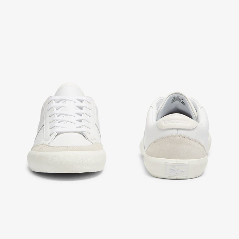 Lacoste Coupole Couro Textured Sneakers Branco Cinzentas | qcA6Bm80