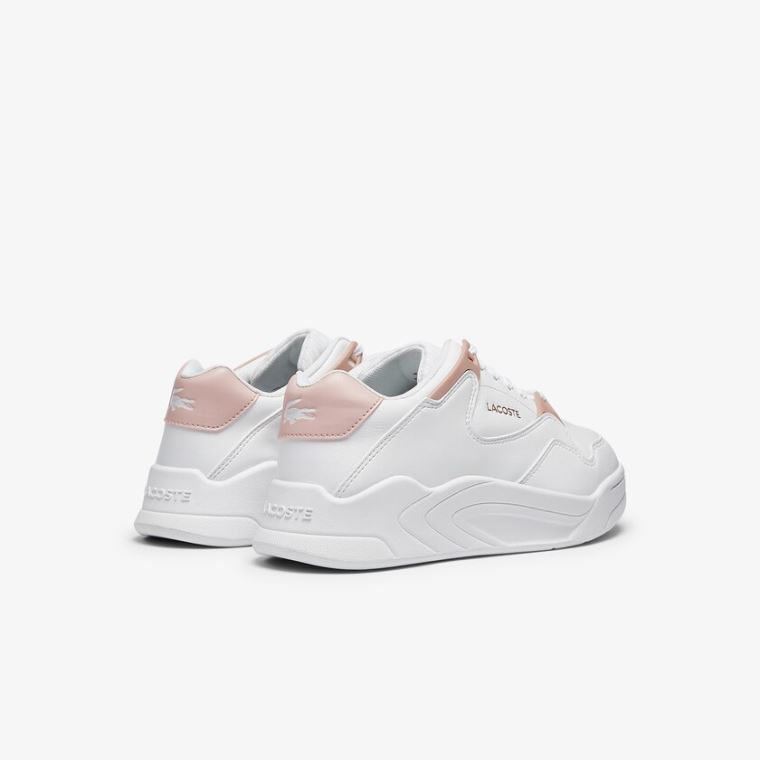 Lacoste Court Slam Couro Sneakers Branco Rosa | PNZ4yunY