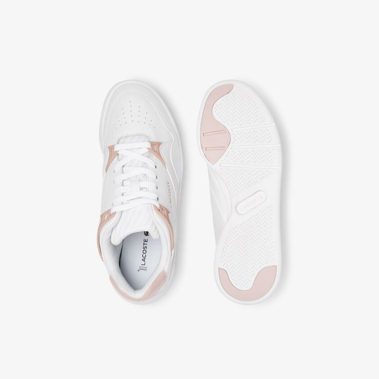 Lacoste Court Slam Couro Sneakers Branco Rosa | PNZ4yunY