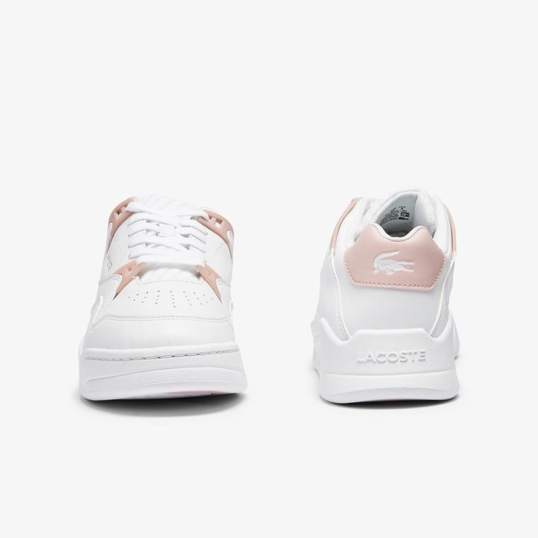 Lacoste Court Slam Couro Sneakers Branco Rosa | PNZ4yunY